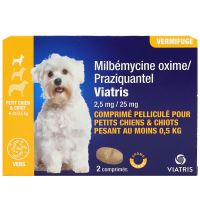 Vermifuge Milbemycine petit chien - 0,5kg  arome viande 2 comprimés
