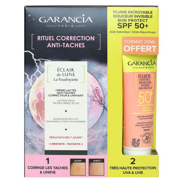 Eclair de lune la foudroyante creme anti-taches 30ml + fluide SPF50+ 20ml offert