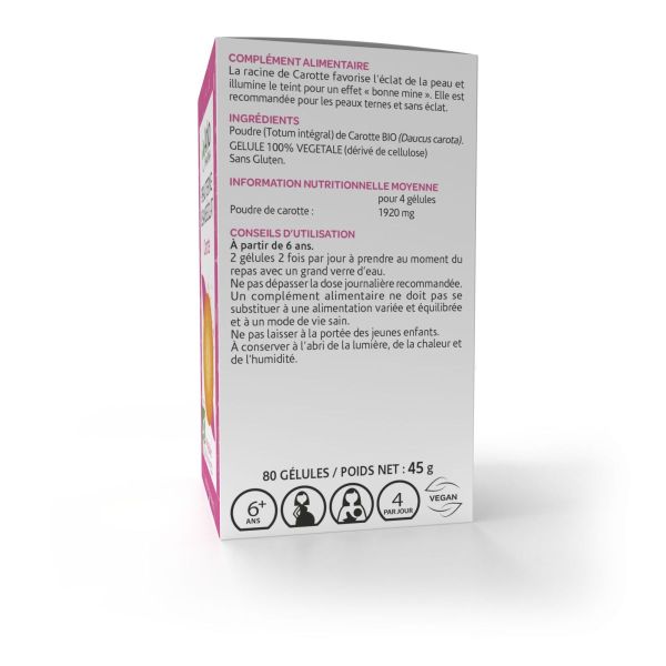 Peau terne et sans éclat carotte bio 80 gélules