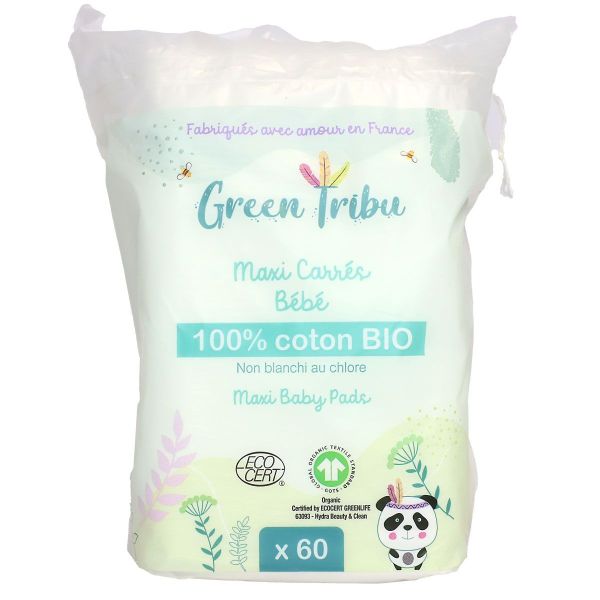 60 Maxi carrés bébé 100% coton bio