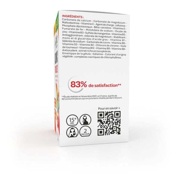 Azinc vitalité XL 12 vitamines 8 minéraux 150 gélules