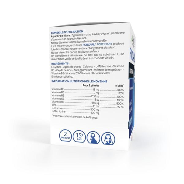 Forcapil cheveux et ongles fortifiant Zinc 60 gélules