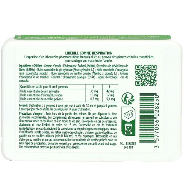 Liberill Enrouement adoucit et apaise les cordes vocales gommes 50g