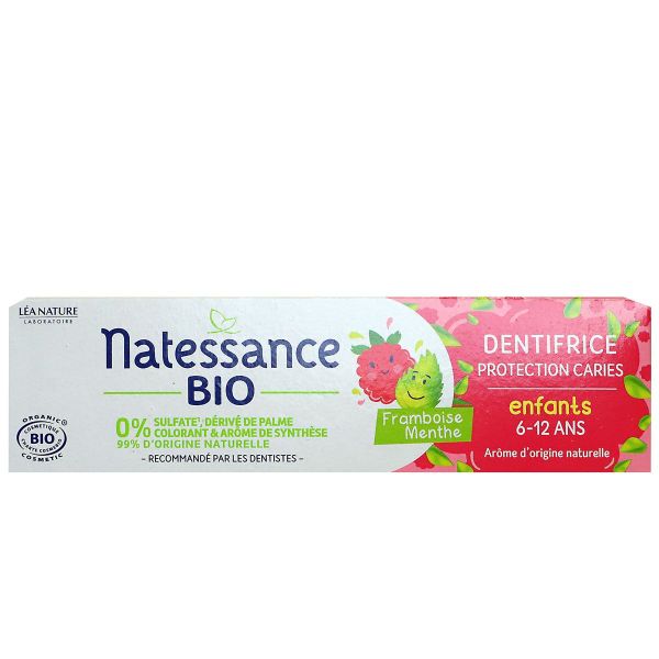 Dentifrice Protection caries enfants 6-12 ans bio framboise menthe 75ml