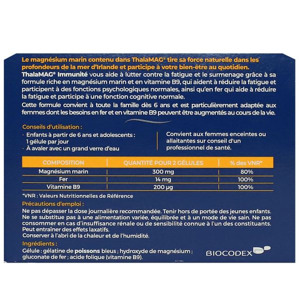 Magnésium marin forme physique & mentale 60 gélules