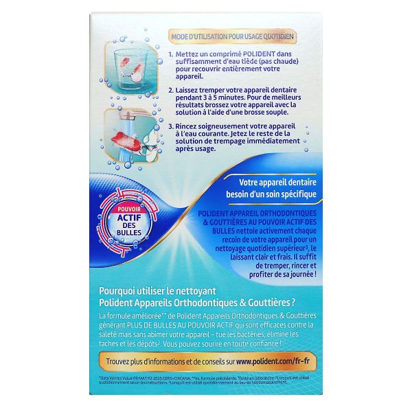 Nettoyant appareil orthondontique et gouttieres 36 comprimés
