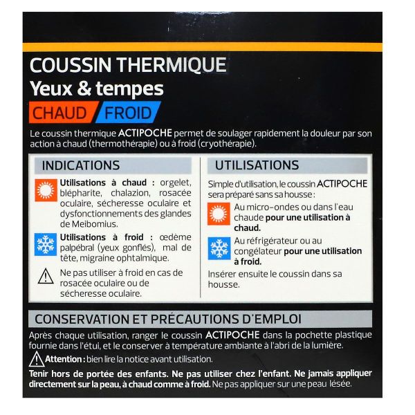 Actipoche coussin thermique yeux et temps microbilles chaud / froid