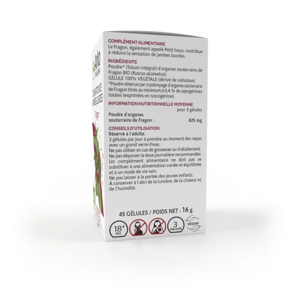 Arkogélules fragon bio 825mg organes souterrains 45 gélules