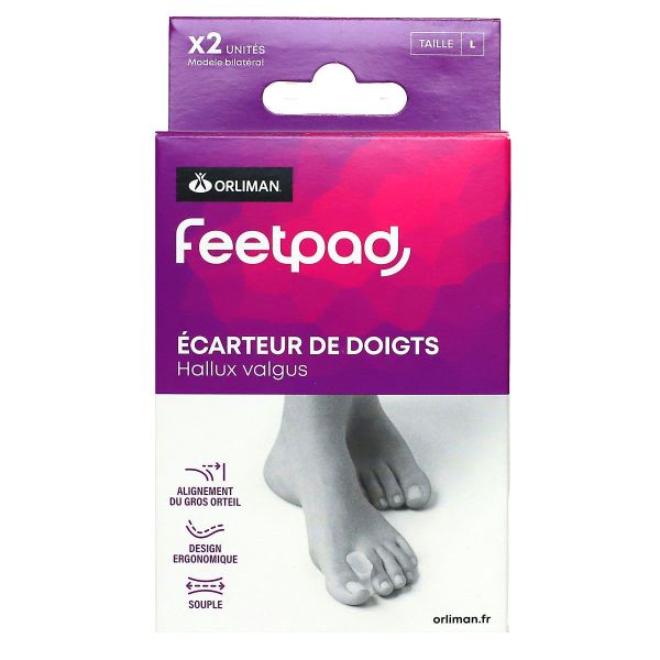 FeetPad 2 écarteurs de doigts Hallux Valgus modèle bilatéral taille L