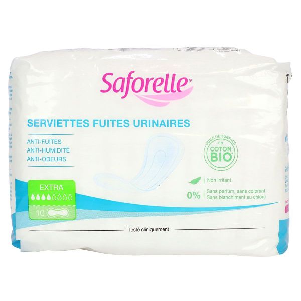 10 serviettes Extra fuites urinaires