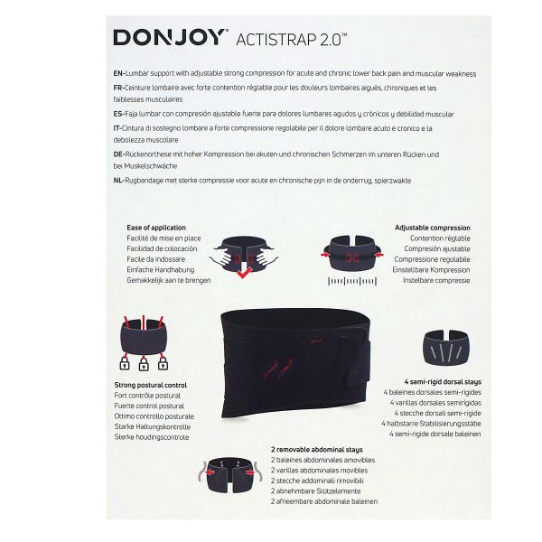 DonJoy Actistrap 2.0 ceinture lombaire 26cm taille M