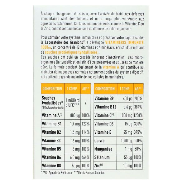 Vitamineris Immunité 1000mg 30 comprimés