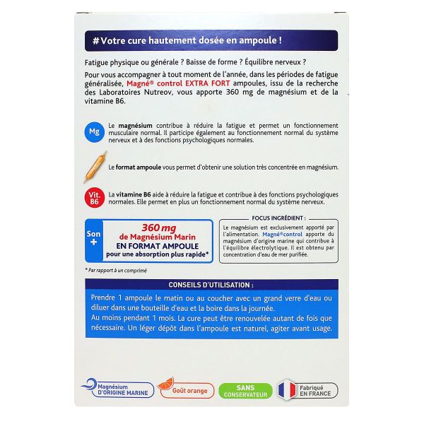 Magne Control magnésium marin Extra Fort 20 ampoules