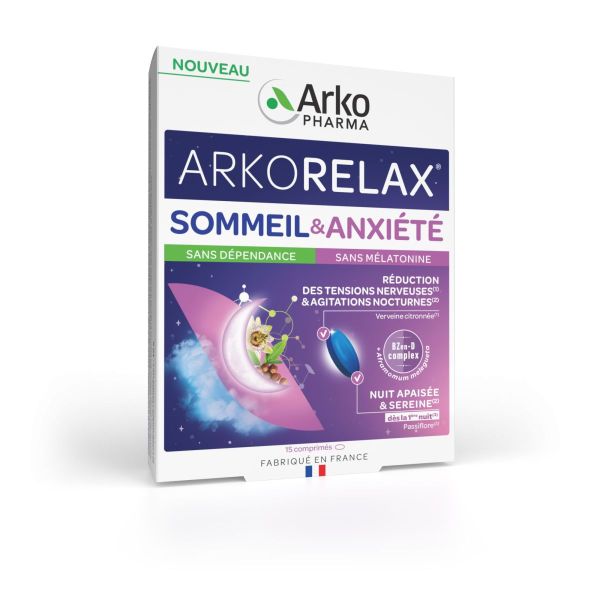 Arkorelax Sommeil et anxiété 15 comprimés