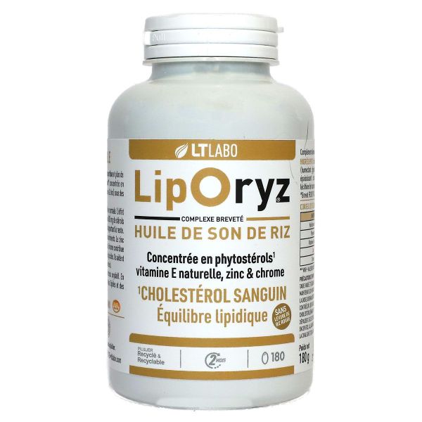 Liporyz huile de son de riz Cholesterol sanguin 180 capsules