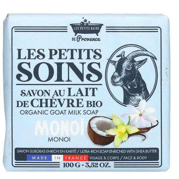 Les petits soins savon au lait de chèvre bio monoï 100g