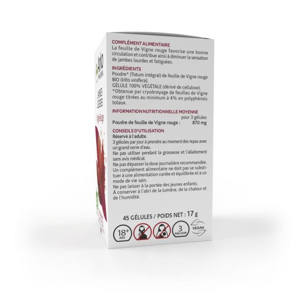 Arkogélules vigne rouge bio jambres légères 45 gélules